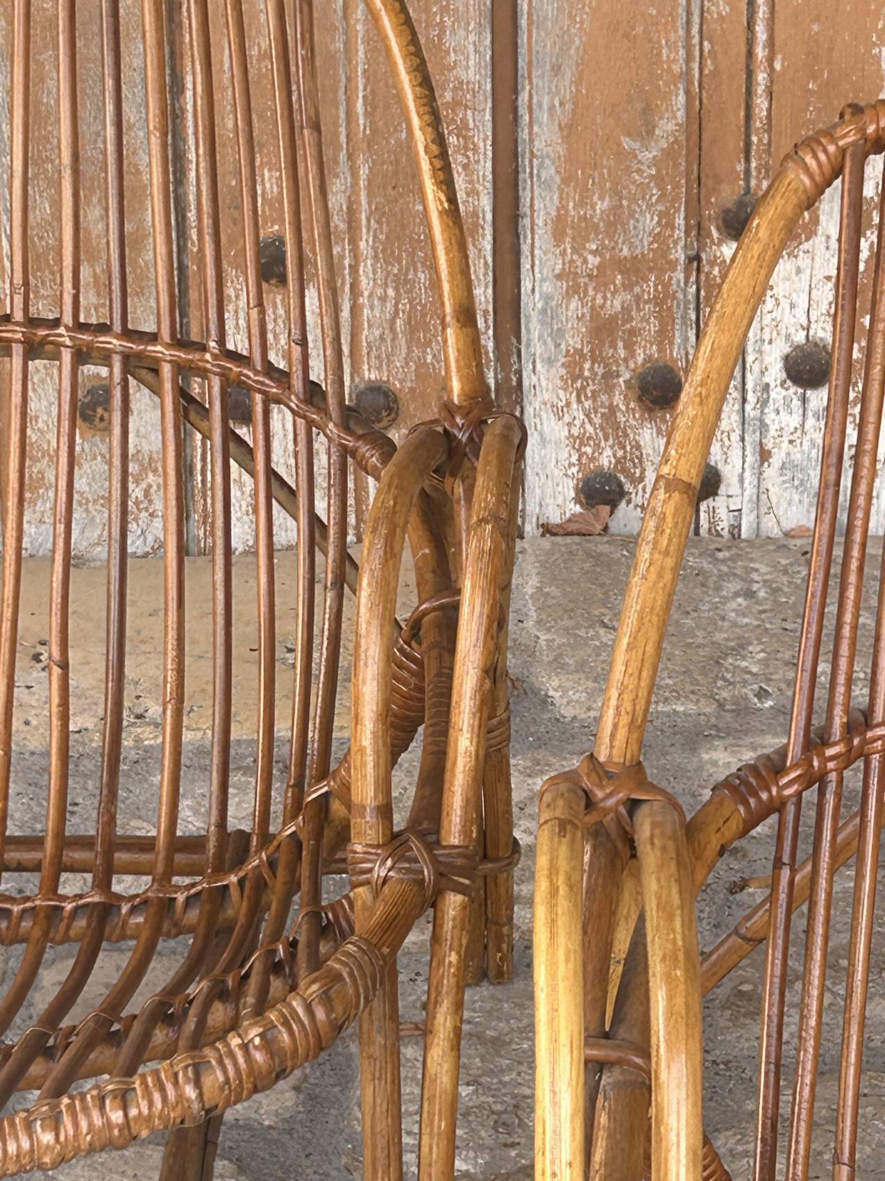 Pair of vintage rattan armchairs from the 1960s – a perfect timeless piece for indoors and outdoors.