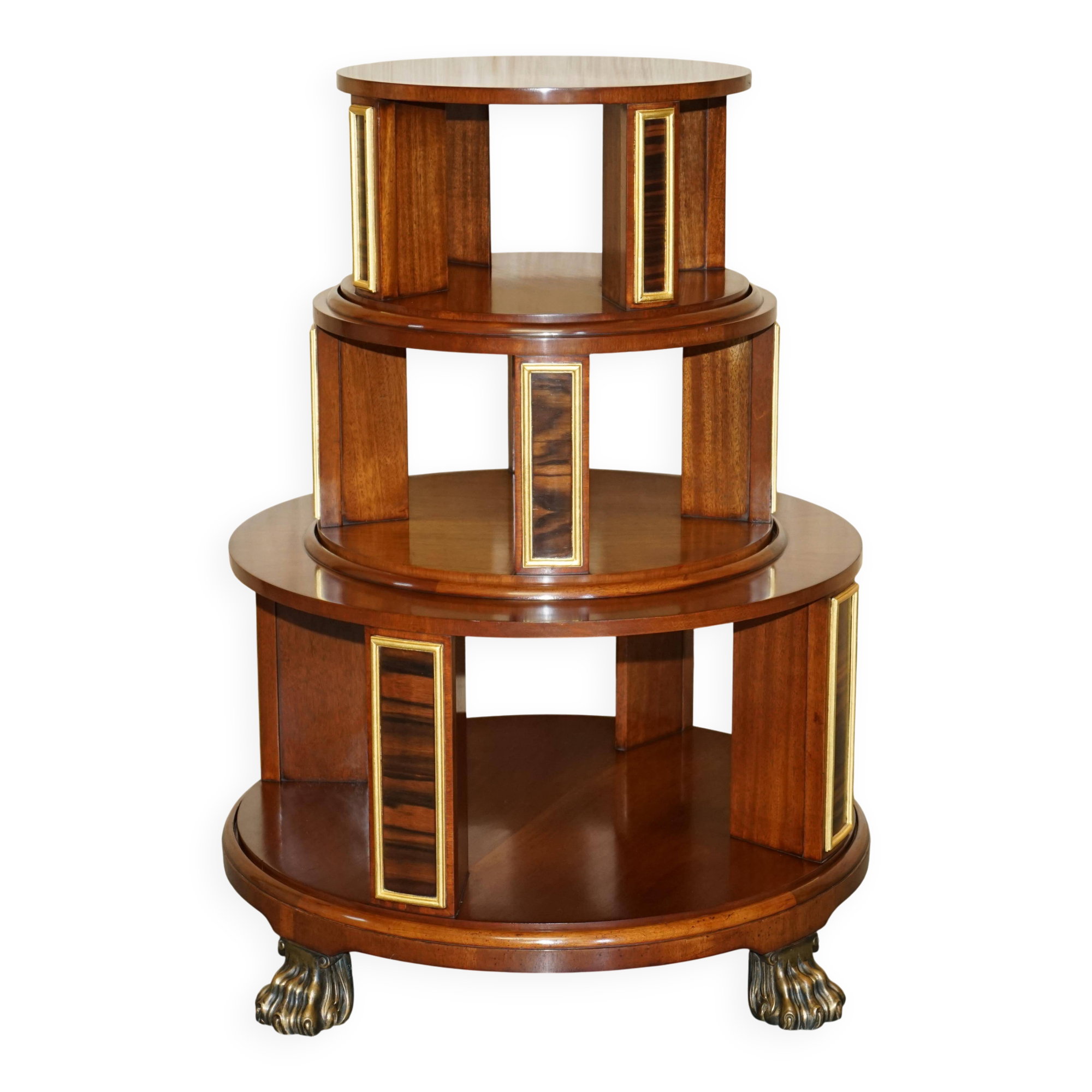 Table bibliothèque tournante Arthur Brett en satin, noyer et palissandre - style Regency