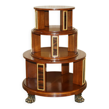 Table bibliothèque tournante Arthur Brett en satin, noyer et palissandre - style Regency