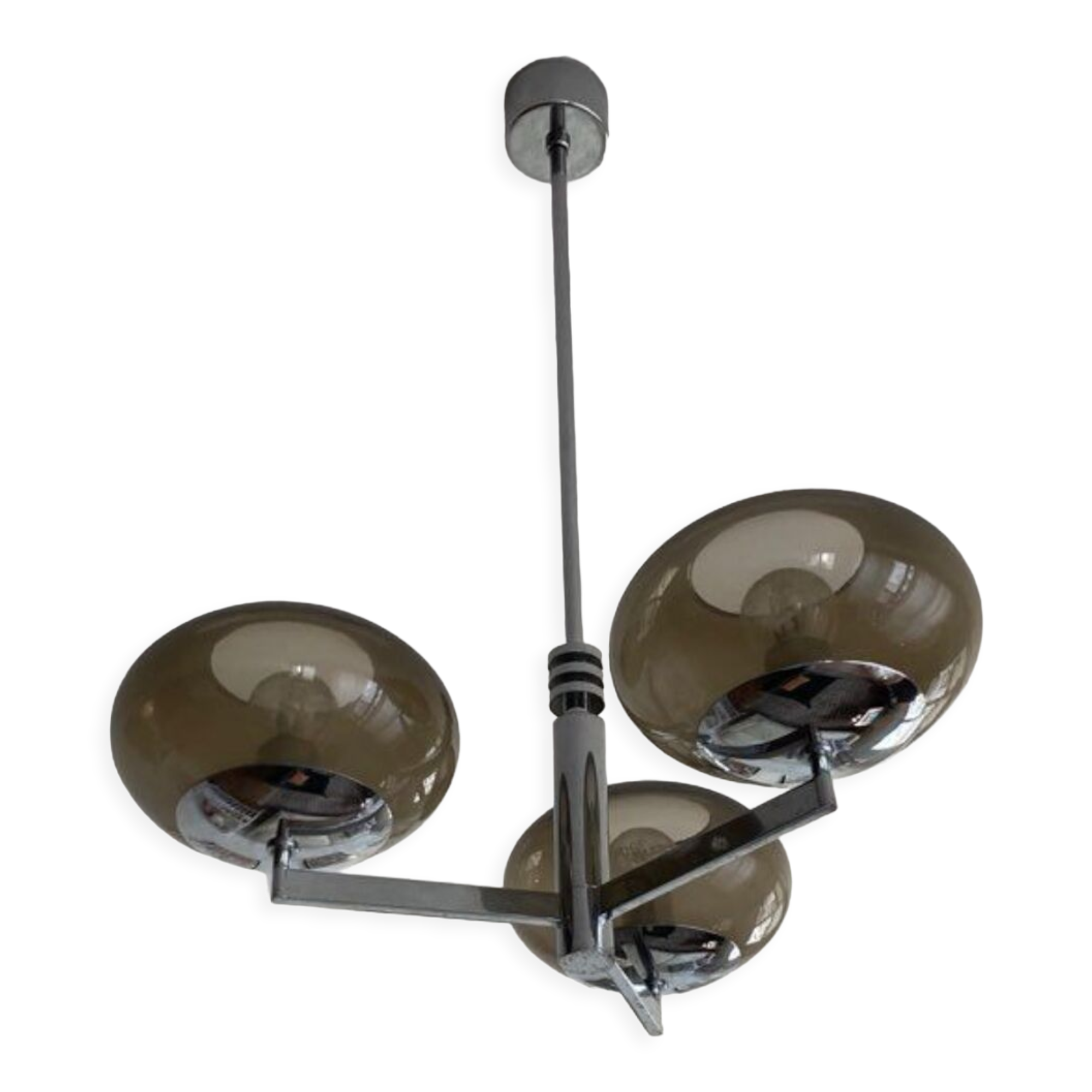 suspension in chrome and smoked glass from Sciolari, italy 1970