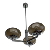 suspension en chrome et verre fumé de chez Sciolari, italy 1970