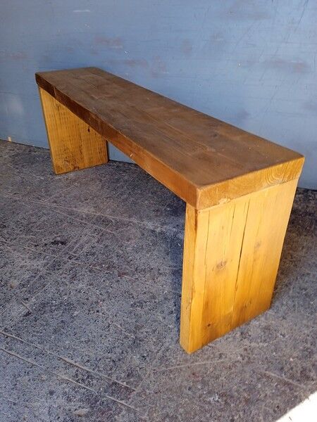Old patinated solid wood bench 120cm
