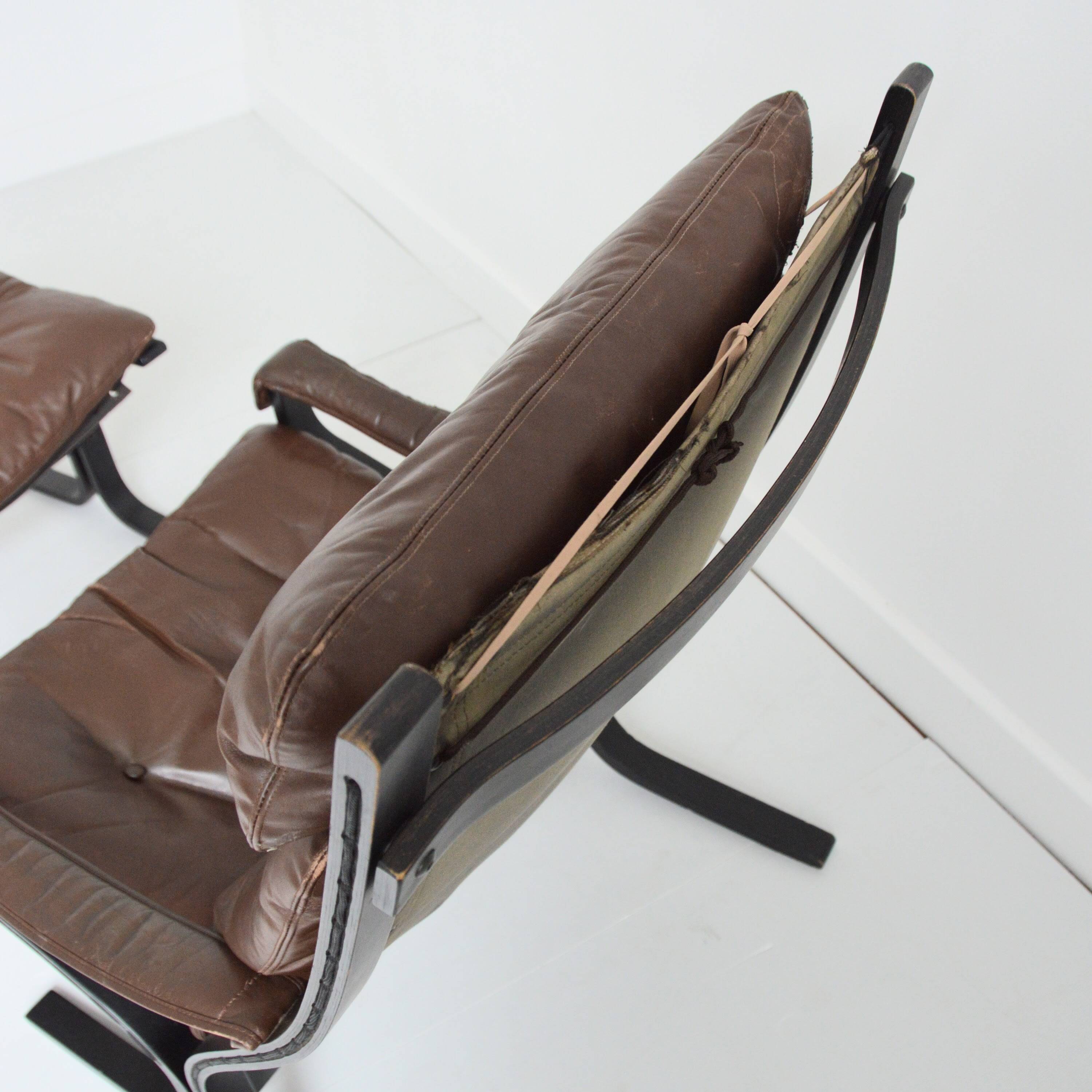 Siesta armchair with its ottoman by Ingmar Relling for Westnofa 1960s