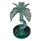 Pair of bubble glass "palm tree" candlesticks