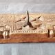 Coat rack 3 hooks in carved teak / 2 back hooks for wall hanging