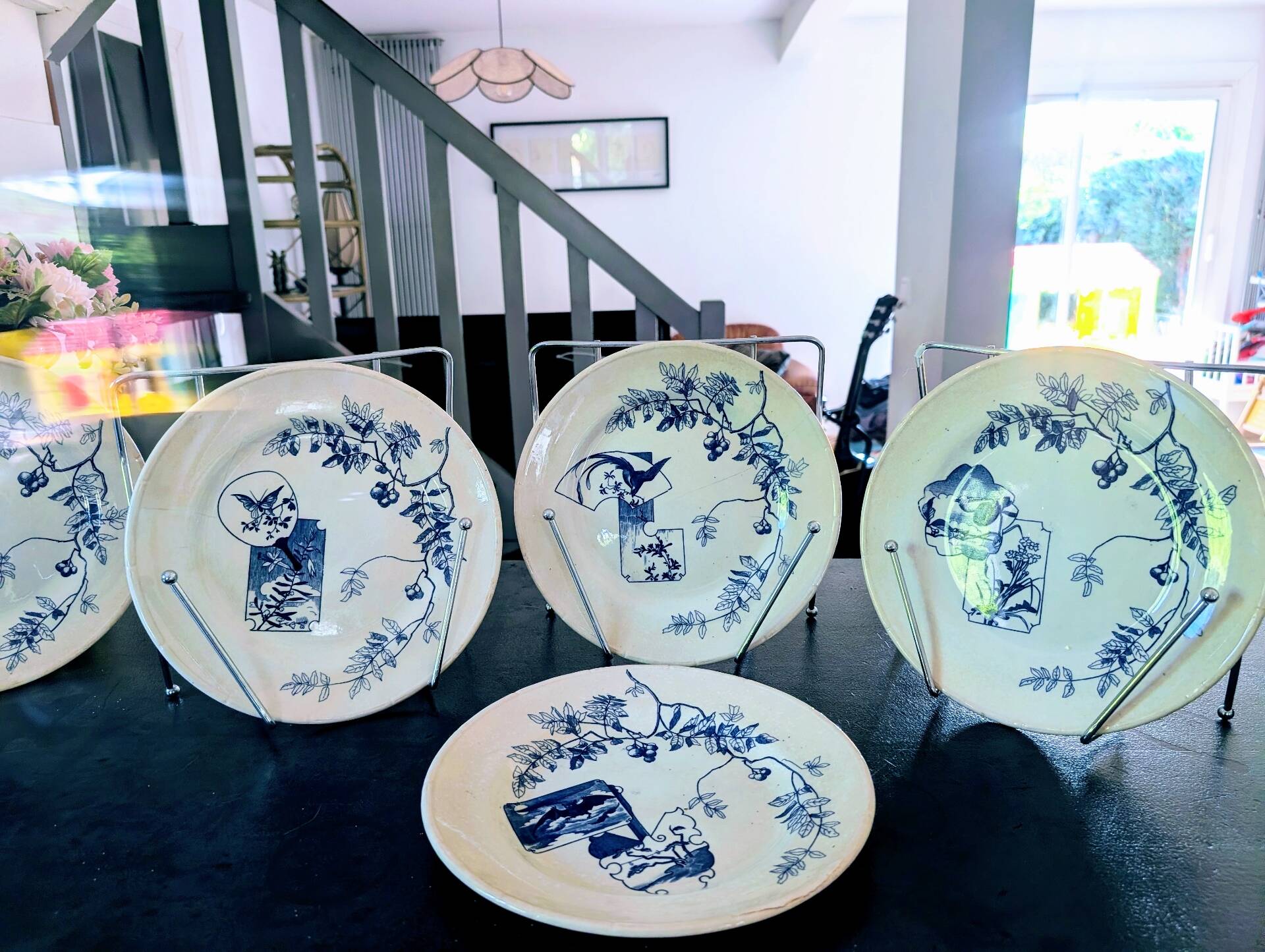 Set of 5 antique plates Choisy-le-Roi Model Kioto Earthenware Ja