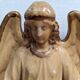 Bénitier céramique ange ailé antique objet religieux décoration campagne