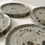 Set of 5 dessert plates in ceramic (workshop pyritic stoneware) circa 1970.