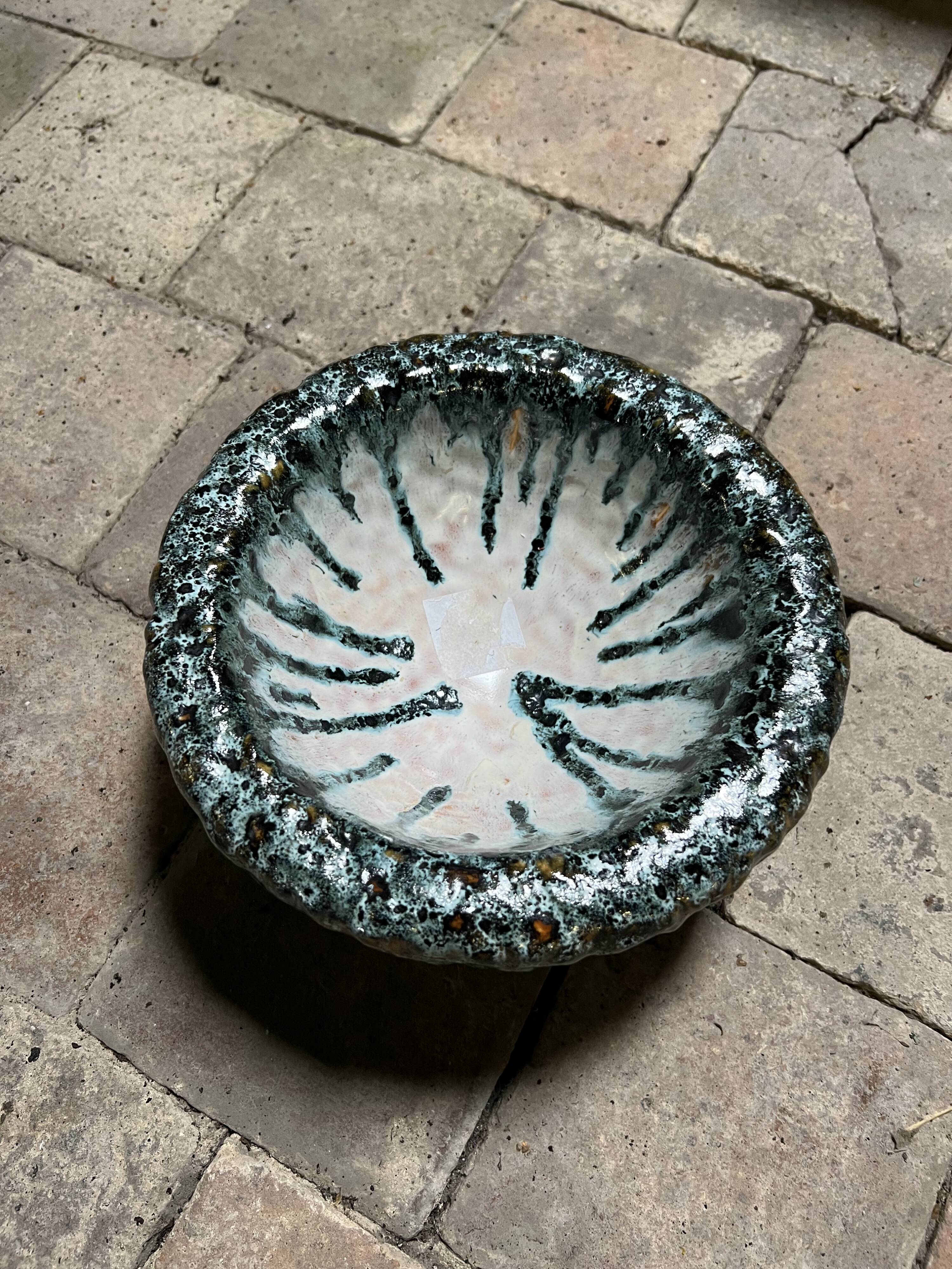 Glazed ceramic bowl / bowl – brutalist vintage crafts