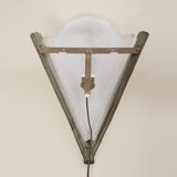 French Art Deco wall scone with frosted molded-pressed glass shade, 1920s