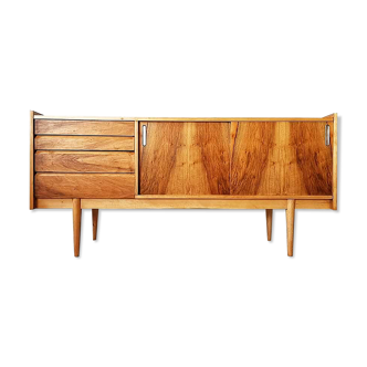 Walnut veneer row edition Bytomskie Zaklady, Polish Mid-Century 1960s