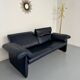 3-seater navy blue leather sofa, design by De Sede DS10, vintage 90s.