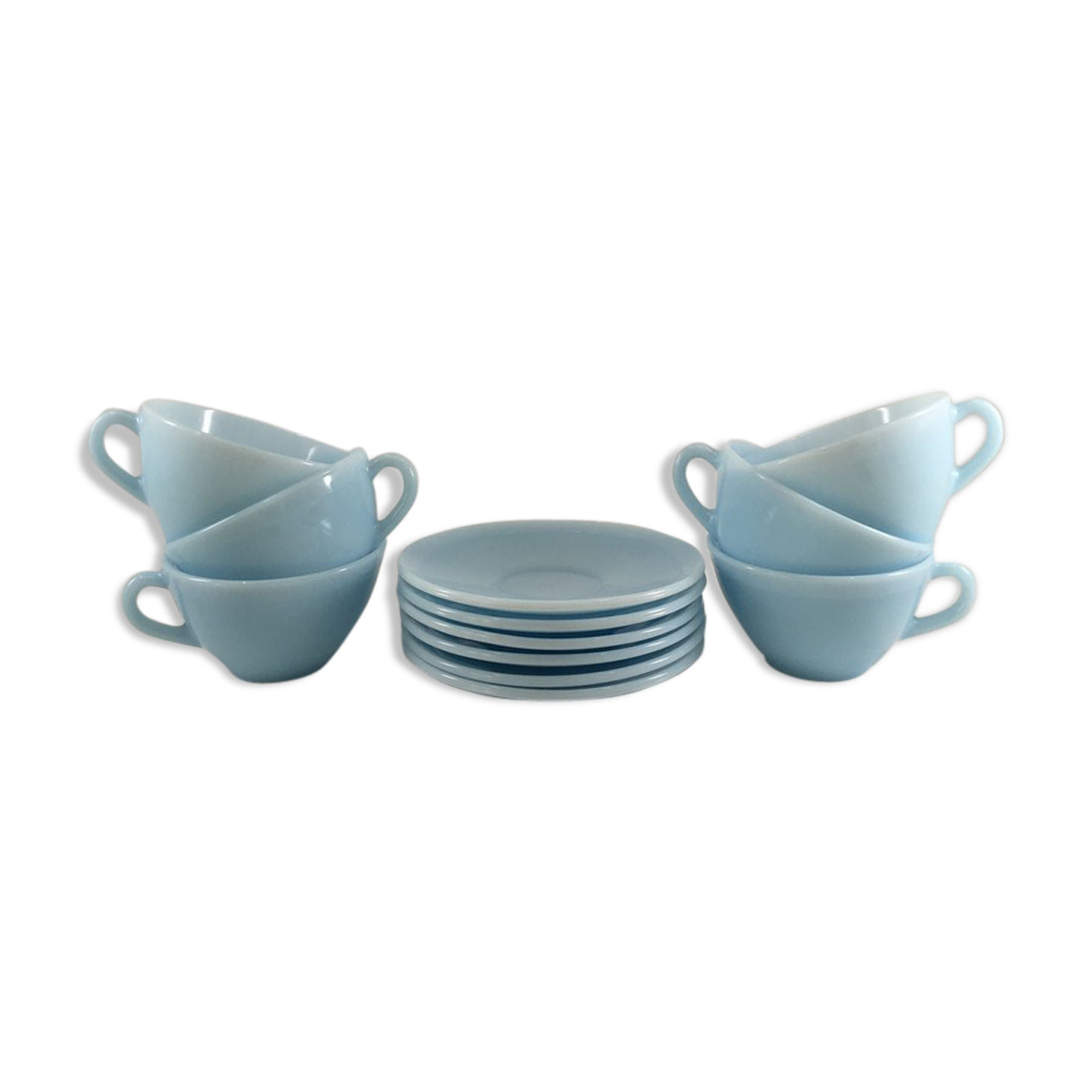 Coffee service Duralex in pastel blue opaline