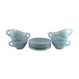 Coffee service Duralex in pastel blue opaline