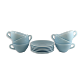 Service à café Duralex en opaline bleu pastel