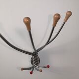 Vintage Wall mount ‘Octopus’ metal and wood swivel coat rack