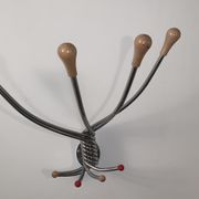 Vintage Wall mount ‘Octopus’ metal and wood swivel coat rack