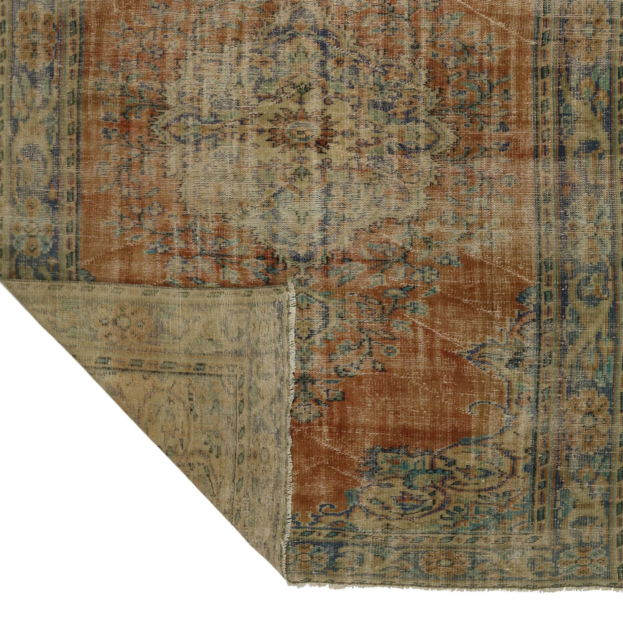 Turkish Anatolian Handmade Vintage Rug 256 cm x 177 cm