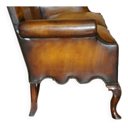 Victorian restored George II style high-back leather canapé