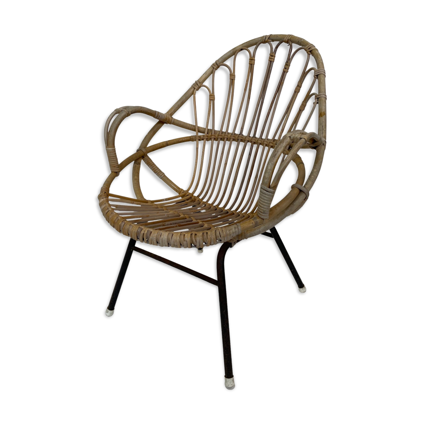 Chaise vintage en rotin par Dirk van Sliedregt Rohe Noordwolde 1960 aux Pays-Bas