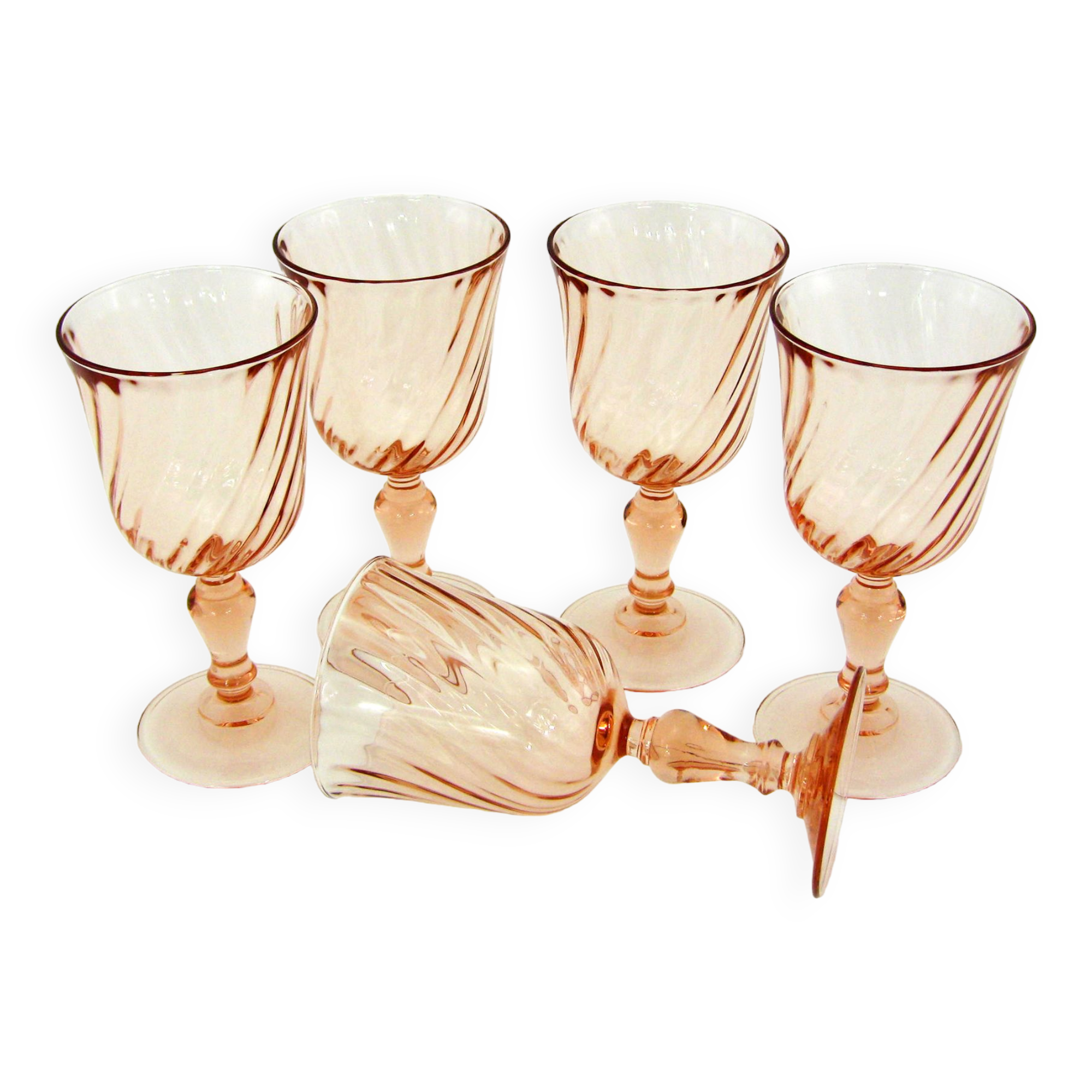 5 stemmed glasses - Rosaline Luminarc Arcoroc France - vintage 80s