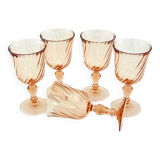 5 stemmed glasses - Rosaline Luminarc Arcoroc France - vintage 80s