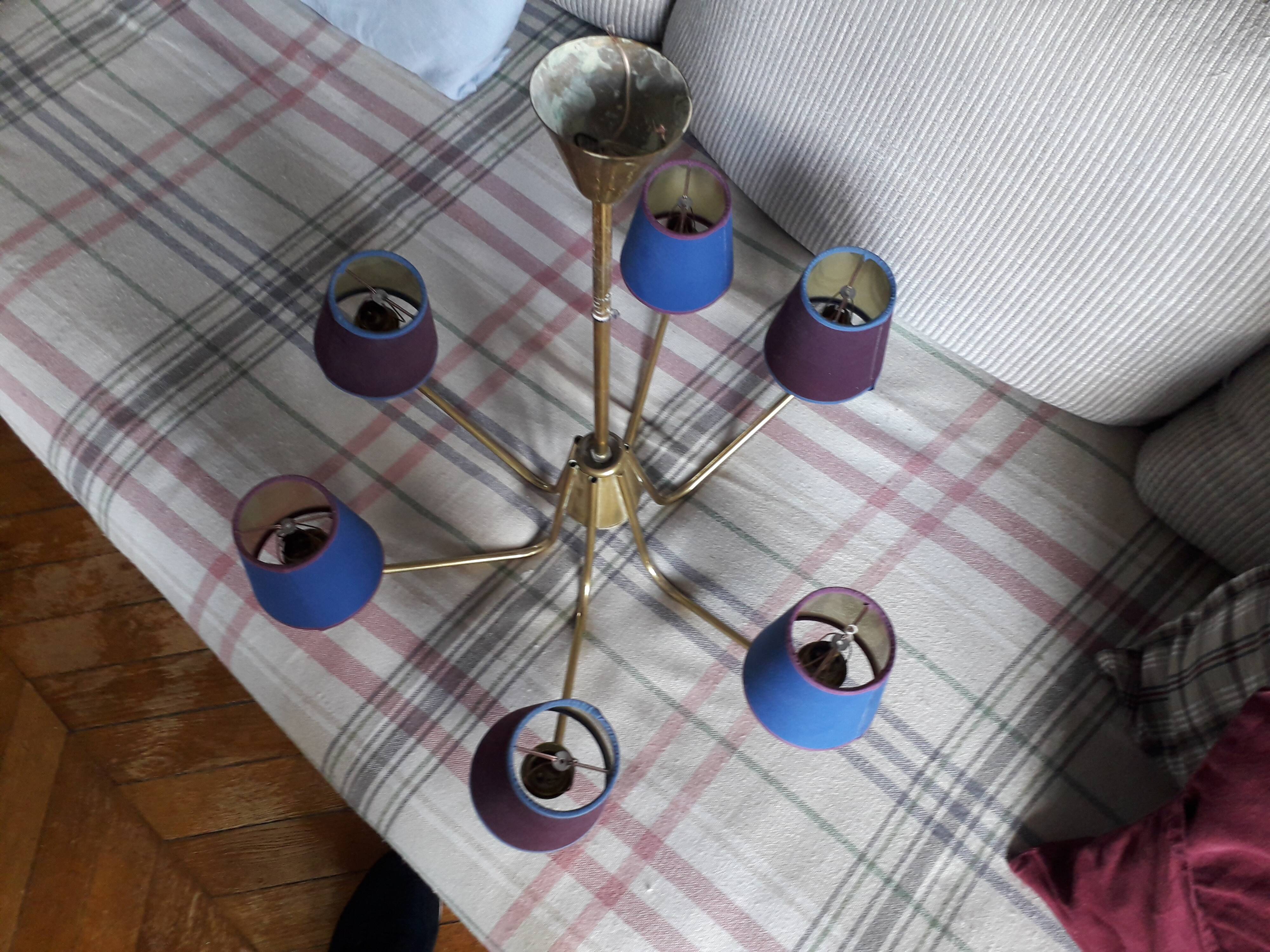 Vintage Scandinavian luminaire with 6 branches