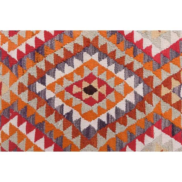 1970s Vintage Turkish Hand-Knotted Wool Cotton Orange Runner Rug 85x330