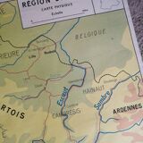 Vintage school map of France, Northern and Eastern Regions