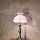 Patinated regulable lamp with a moulded white opaline shade from 1900, 52x26, very beautiful.