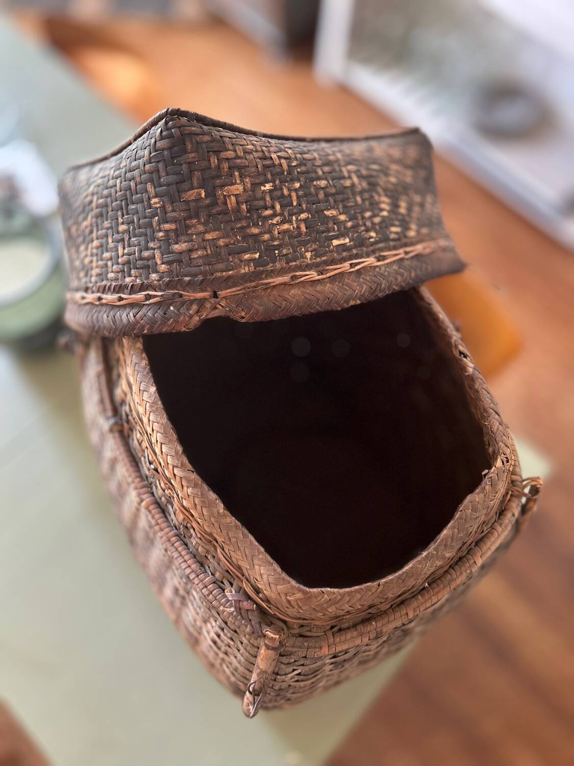 Antique Laotian rattan basket