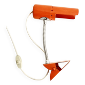 Delmas orange flexible clamp lamp, 1970s