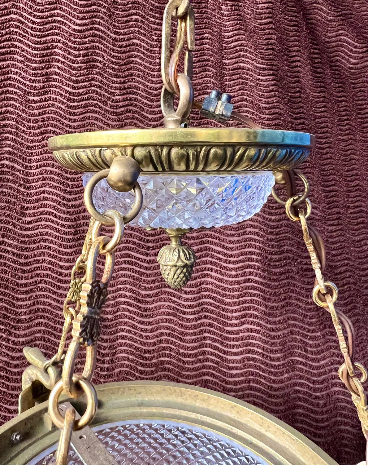 Antique Empire gilt bronze swan neck chandelier