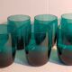 Six verres de verrier bleus paon vintages