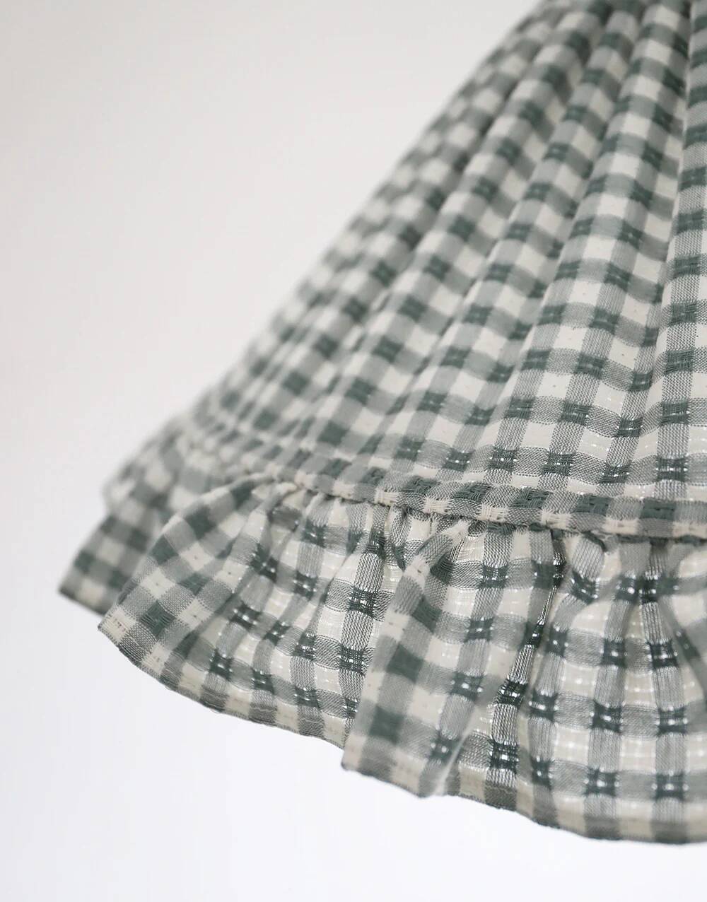 Emilia "small green squares" conical textile suspension with flounce