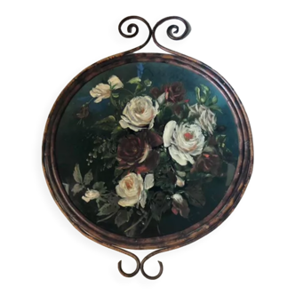 Old rattan frame table