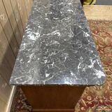 Commode de style Louis Philippe en merisier et marbre gris veiné