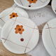 Set of vintage Italian dishes in ecru ceramic with daisy decoration "PRIMULA Made in Italy"