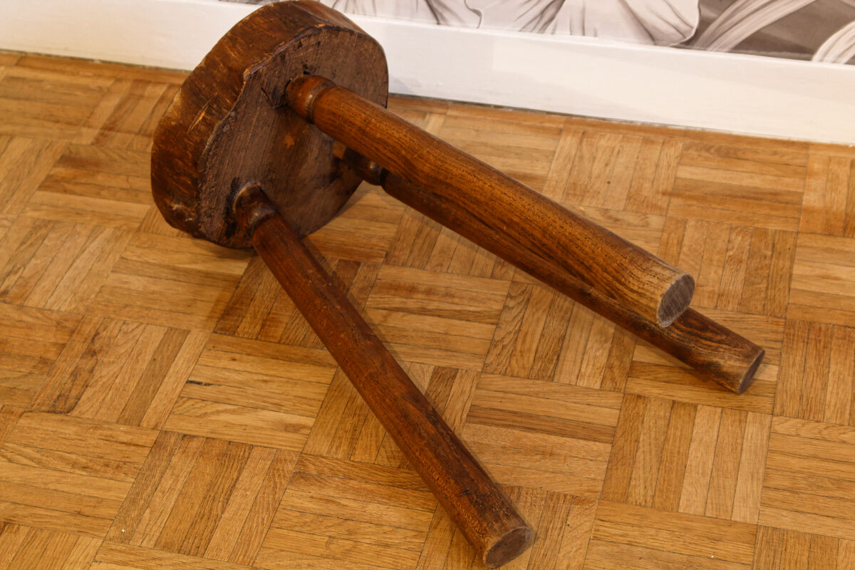 Solid wood tripod stool