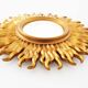 Vintage 1970's gilt sunburst mirror - vintage gilt sunburst convex mirror