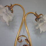 Bronze lamp has 2 tulips shaped flowers