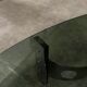 Oval coffee table 1970 feet metal and wood smoked glass