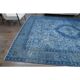 1970s Vintage Persian Handmade Wool Cotton Blue Area Rug 297x385