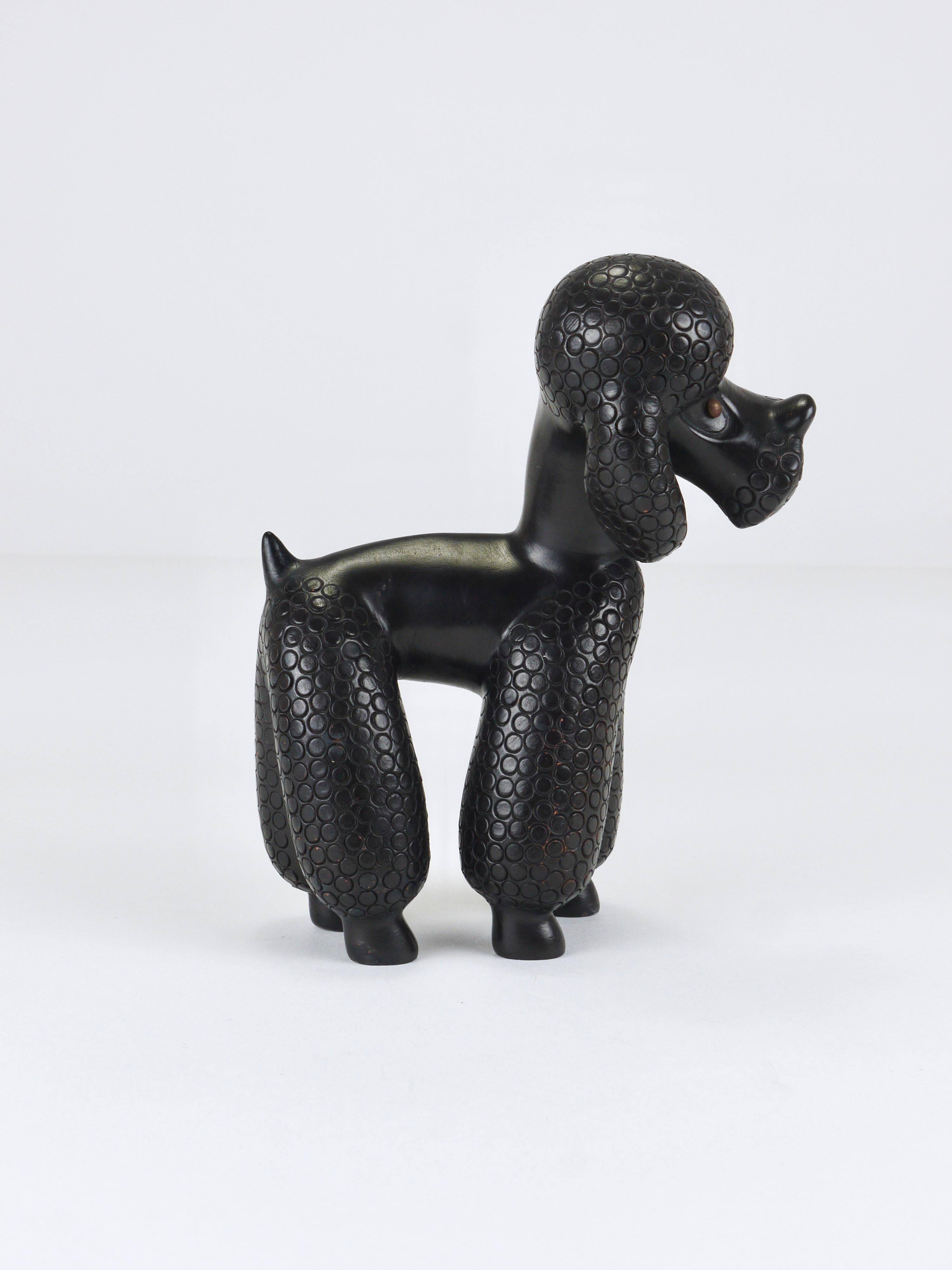 Charming Poodle Figurine Sculpture by Leopold Anzengruber, Austria, 1950s