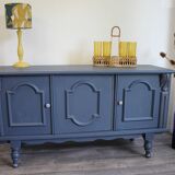 Blue and gold 3-door sideboard