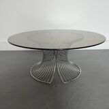 Table basse en verre fumé, années 1980