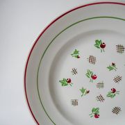 Plat rond digoin sarreguemines rose et vert 1940