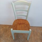 Suite of 4 chairs in wood and straw