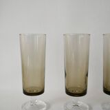 Set of 4 70s smoked glass champagne flutes