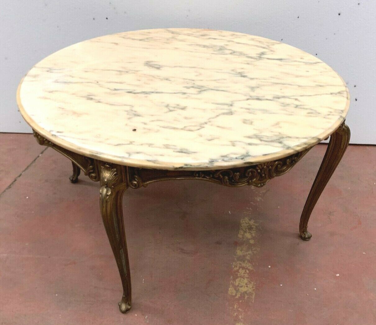 Bronze coffee table and marble tray Style Louis XV 20th century